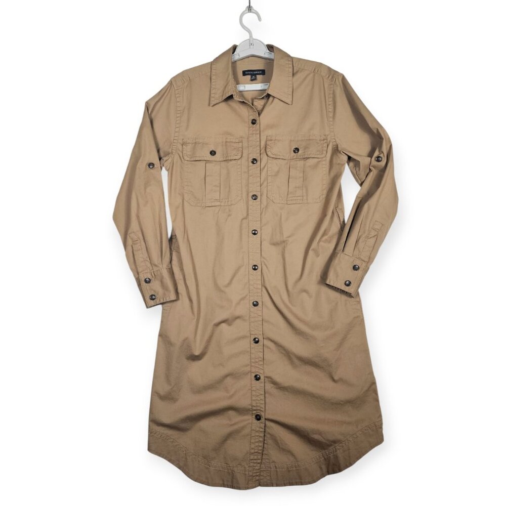 Banana Republic | Shirt Dress | Women's | Medium | Tan/Khaki | Utility Button-Do
